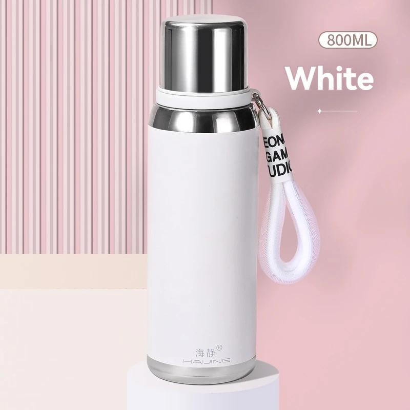 

Термокружка 800 мл, вакуумная чашка, кофейная бутылка, подарочная, нержавеющая сталь, герметичная, переносная, на шнурке, для воды, разработанная из 316 л 800ML белый