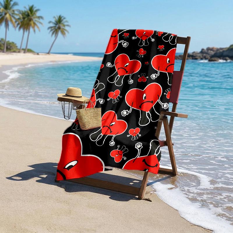 Bbunny Heart Fashion Beach Towel: Ideal for Summer Adventures Soft, absorbent and quick drying suitable for swimming and bathing