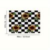 1PC Sunflower Checkered Printed Door Mat Kitchen Mat, Dustproof Carpet, Entrance Mat, Bedroom, Living Room, Garden, Decoration