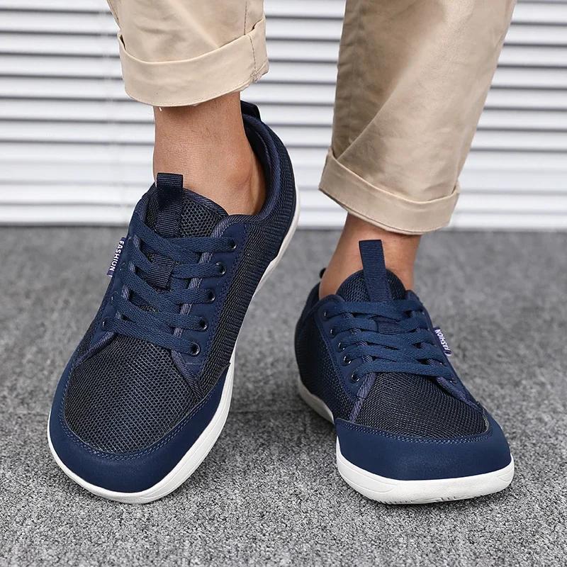Fashion Men's Sneakers Wide Toe Breathable Barefoot Sports Large Summer Trendy Black Mesh Casual Walking Shoes