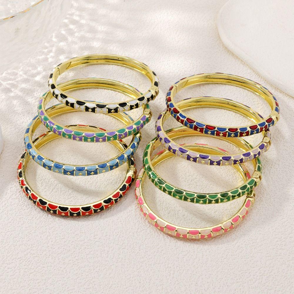 Chinese Hawaiian Flower Bangle Square Shape Women's Hand Bracelet Vintage Cloisonne Bangle Girls