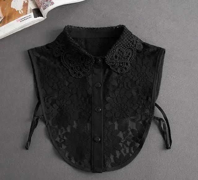 Fashion Front Tie White Fake Collar for Women Stand Detachable Collar Fake Girls Vintage Lace Ladies False Blouse Collar
