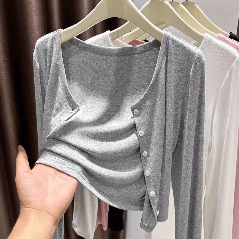 Gray Sunscreen Cardigan Women's Summer Outer Suspender Skirt Shawl Air-conditioned Room Outer Ice Silk Shirt All-match Jacket