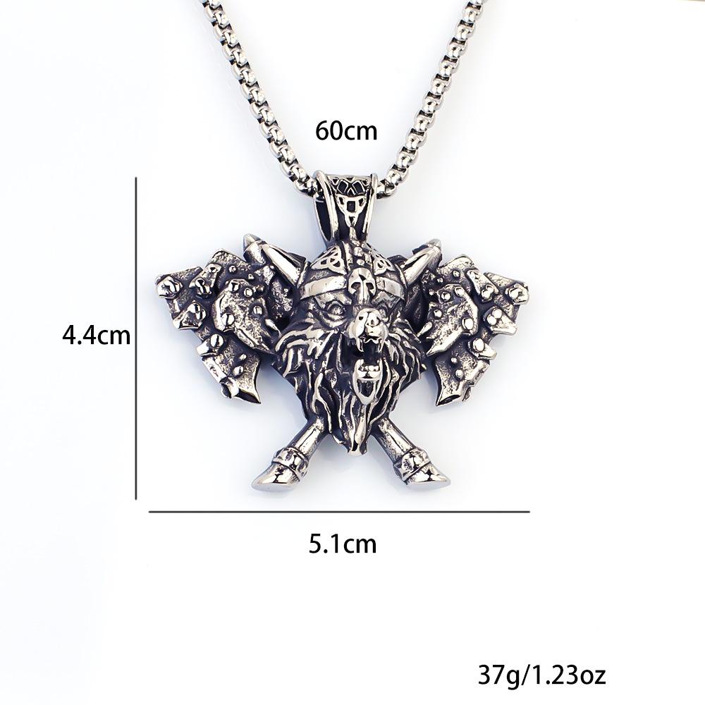 Necklace Retro Men's Ax Armor Viking Odin War  Pendant
