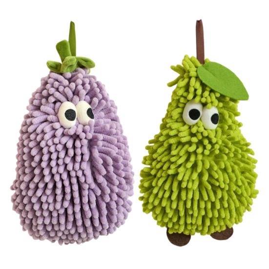 Cartoon Hand Towel for Bathroom Thicken Eggplant Pear Shaped Towel Super Absorbent Quick