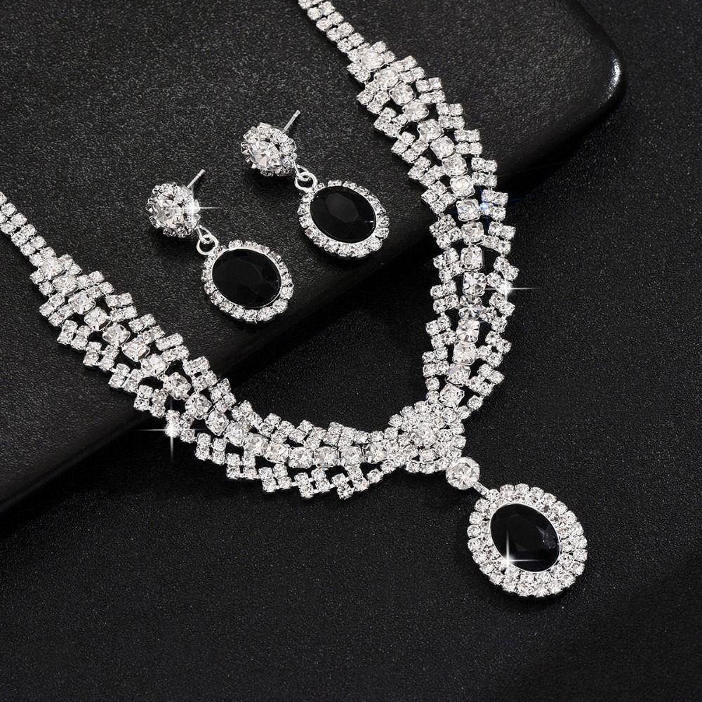 Sparkling Women's Rhinestone Jewelry Set Water Drop Pendant Crystal Jewelry Set  Party Banquet