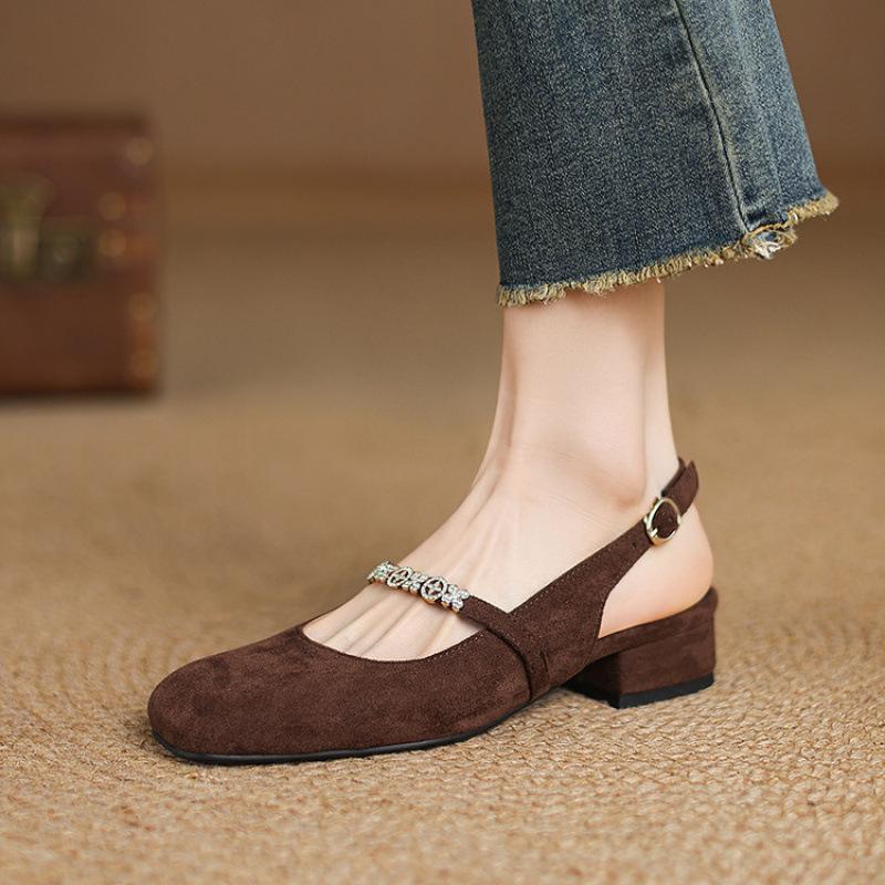 New Summer Casual Flat Sandals Women's Comfortable Rubber Sole Large Size Shoes Rear Empty Sandals Square Head Buckle Sandals Women