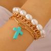 Pearl Multilayer Turquoise Wristband Beads Bohemian Style Hand Chain Turquoise Bracelet Set  Beach