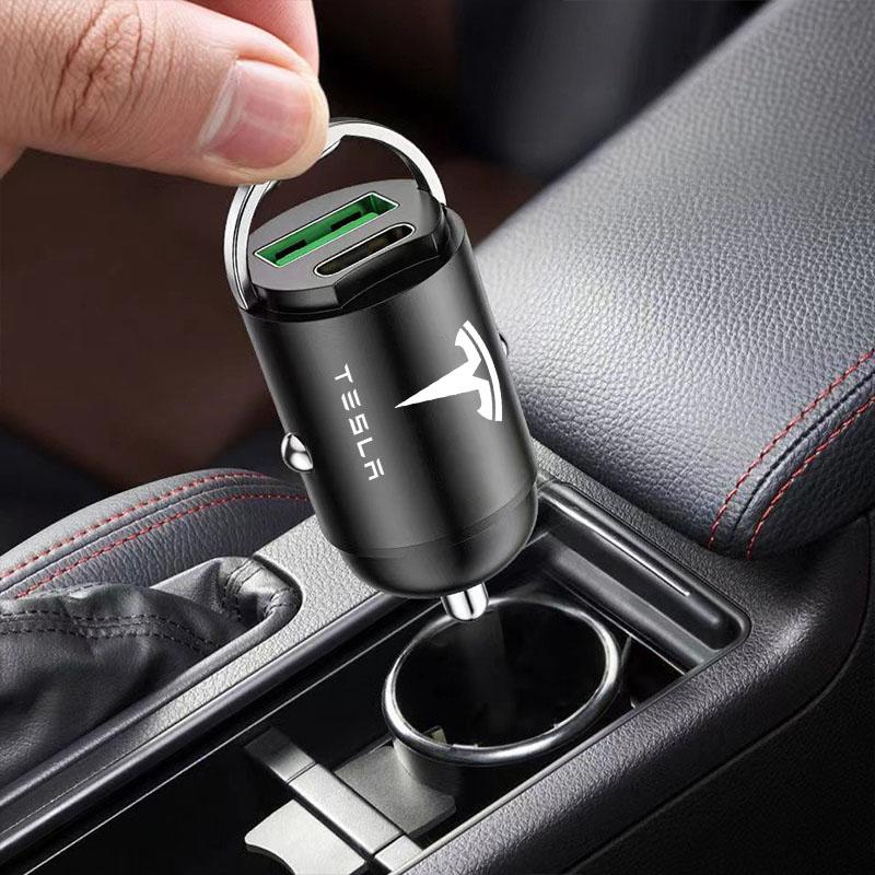 Micro Car Quick Charger Vehicle Cigarette Lighter Convert Plug Car Accessories For Tesla Model 3 Model X S 2016-2020 Decals TM3 TMX TMS Decal