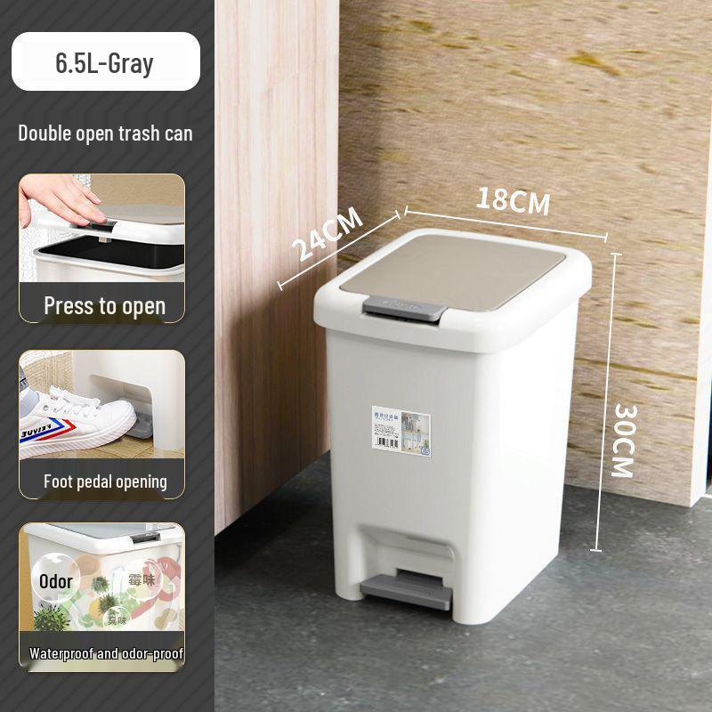 

Household Bathroom Trash Can with Lid, Large Capacity, Foot Pedal Wastebasket for Kitchen, Living Room, or Toilet