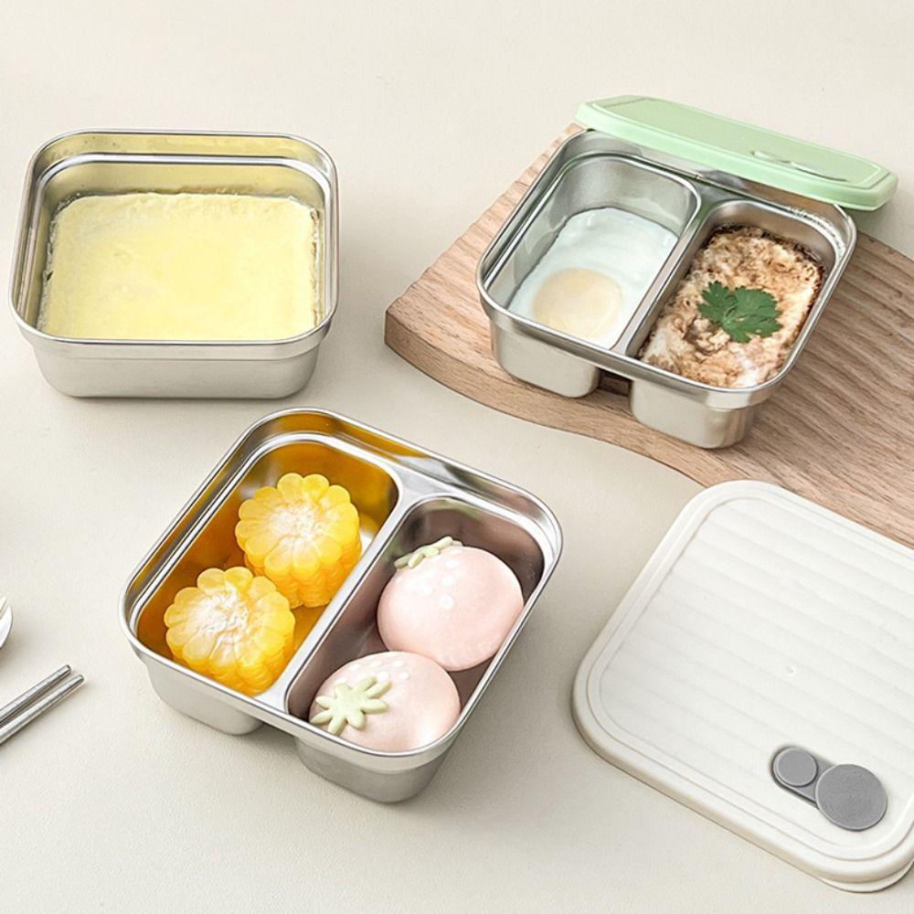 304 Stainless Steel Square Lunch Box Portable Stackable Fruit Salad Food Container with Lid Leak Proof Bento Box