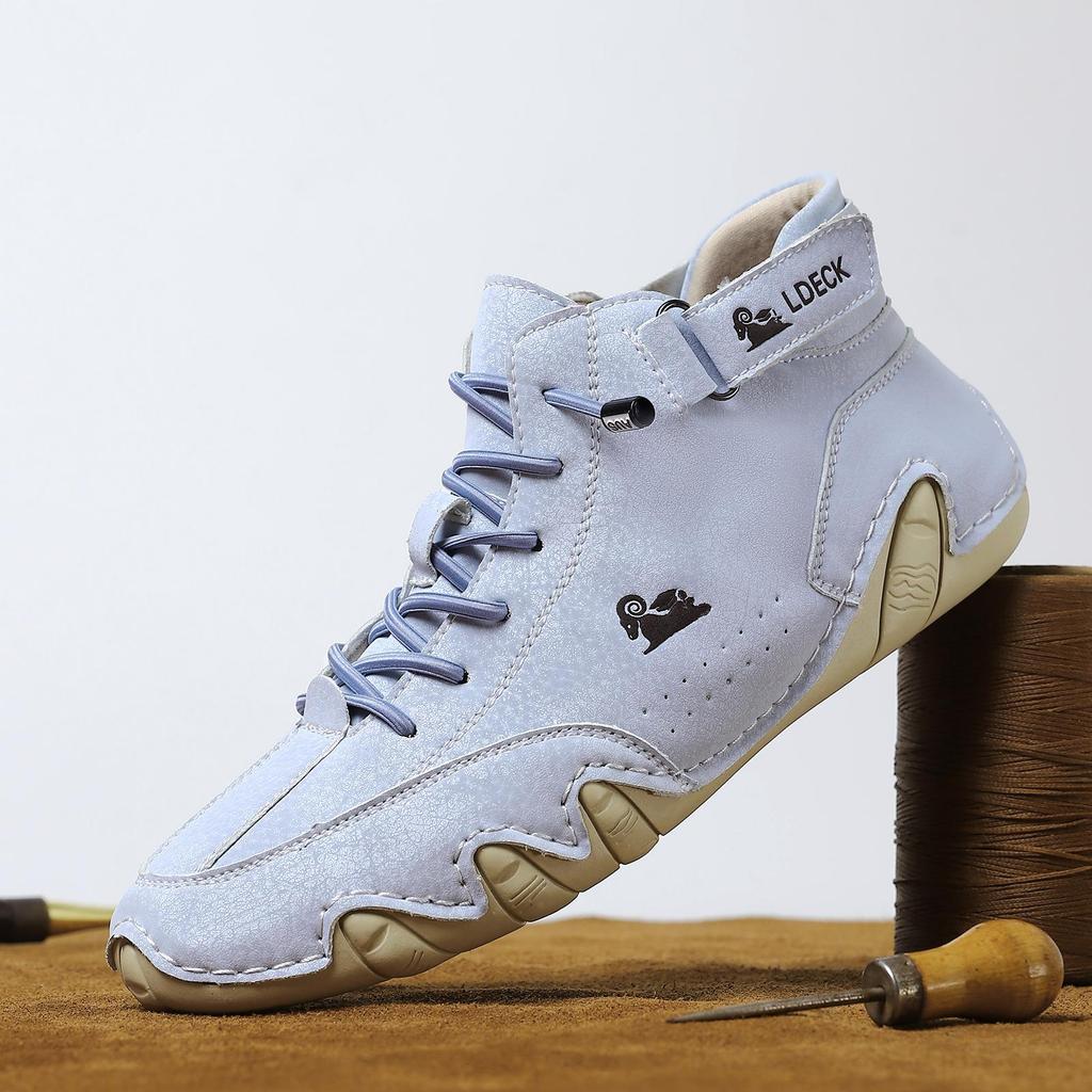 Leather Casual Shoes Brown Sneakers for Men Shoes Fashion Outdoor Walking Man Loafers Shoes High Top Footwear Luxury Man Boots