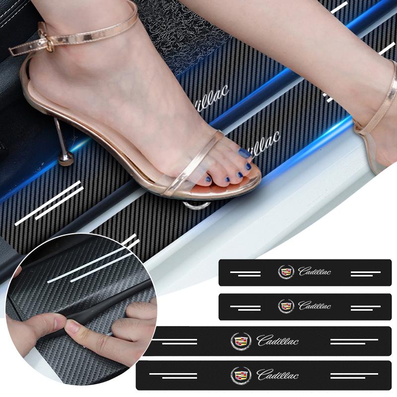 Auto Interior Door Threshold Sill Trim Stickers Waterproof Strip Scuff Scratch For Cadillac CTS STS DTS SRX XLR ATX Escalade Seville Tiburon