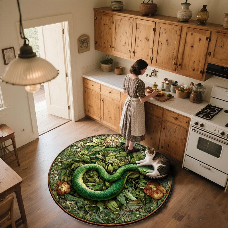 Snakes & Green Dragons Pattern Round rug,Carpet Rug for Living Room Bedroom Playroom ,Non-slip Floor Mat,Holiday Gifts and Birthday Gifts.