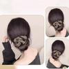 Synthetic Women Low-tied Flower Bud Band Grabber Wig Natural Simulation Lazy Ponytail Hair Extension