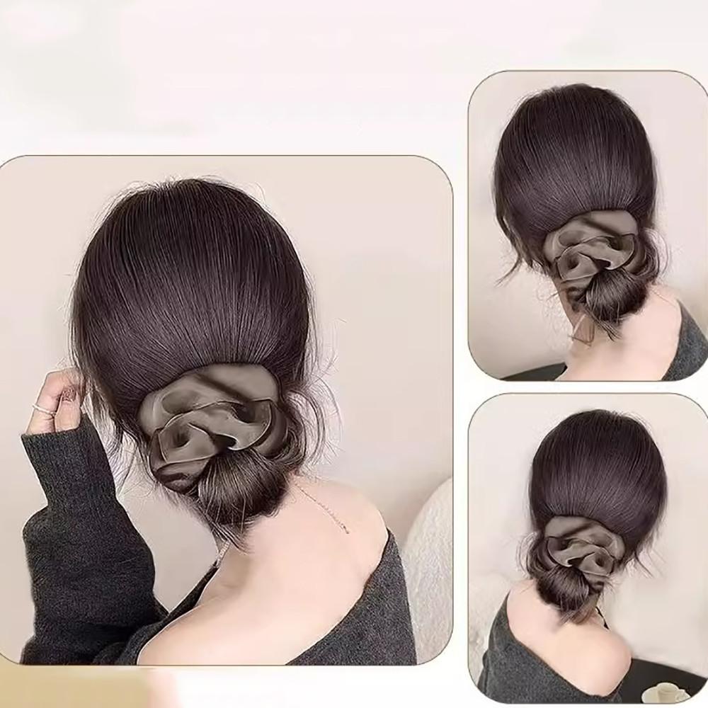 Synthetic Women Low-tied Flower Bud Band Grabber Wig Natural Simulation Lazy Ponytail Hair Extension