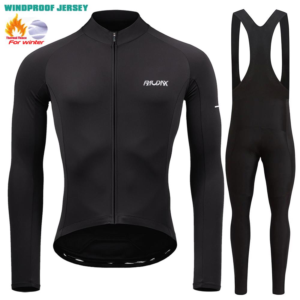Raudax Winter Mountain Bike Jersey Ropa De Hombre Thermal Fleece Keep Warm Road Bike Sportswear 2026 Winter Velvet Warm Cycling Clothing Suit Set