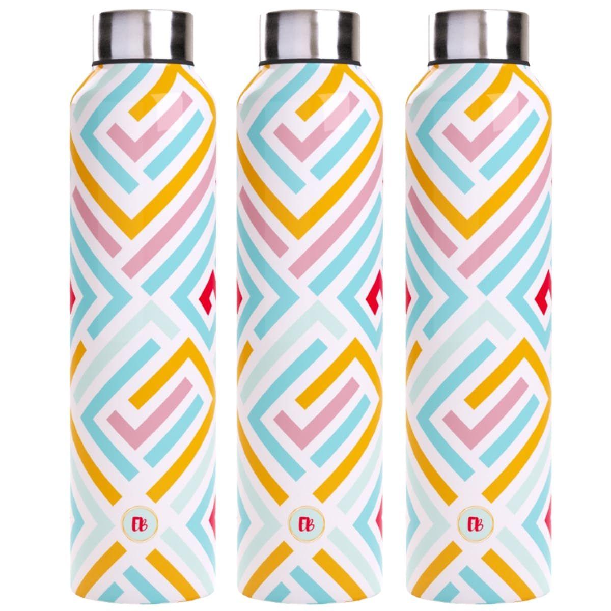 

Бутылка для воды из нержавеющей стали 1 литр Упаковка из 3 бутылок Для офиса дома школы холодильника спортзала (1 л, Современное искусство)