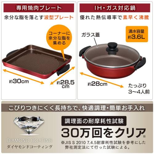 IRIS OHYAMA IH Cooking Heater, IH Stove, Yakiniku Plate & Pot, Black, IHC-T51S-B