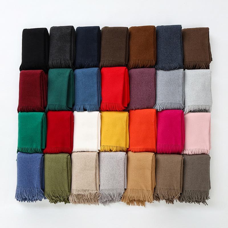 High-End Wool Cashmere Scarf for Women & Men - Versatile Solid Color Shawl for Winter 2026