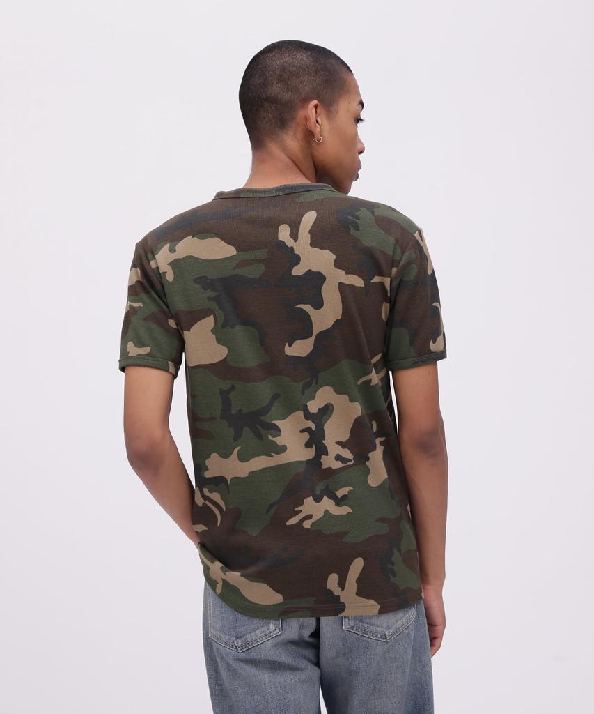 Avirex Daily Rib Short Sleeve Neck Camouflage Rib Henley Neck Short Sleeve Daily Size Olive 6143504 T-Shirt (Web Exclusive) T-Shirt, Wear, Men's, M,
