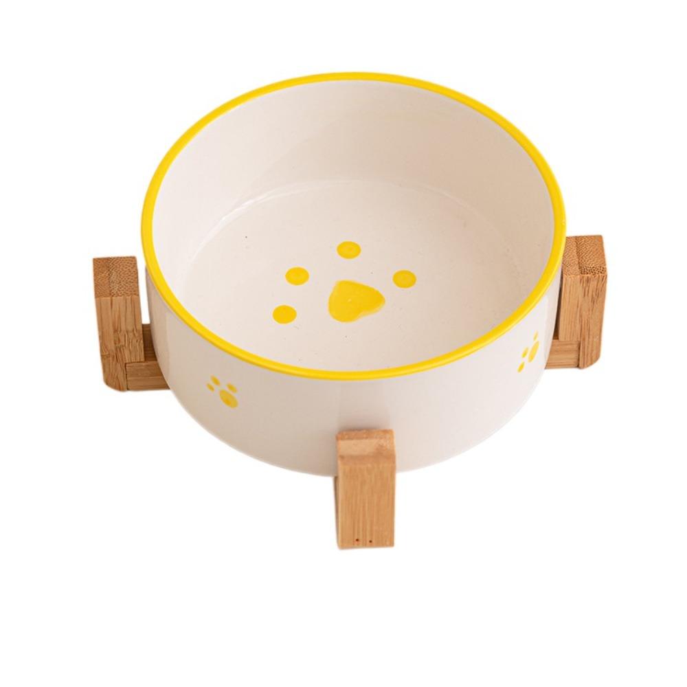 

Миска для кошек с плоским дном большого диаметра, керамическая миска для питьевой воды, милая миска для питомца, защита шеи жёлтый