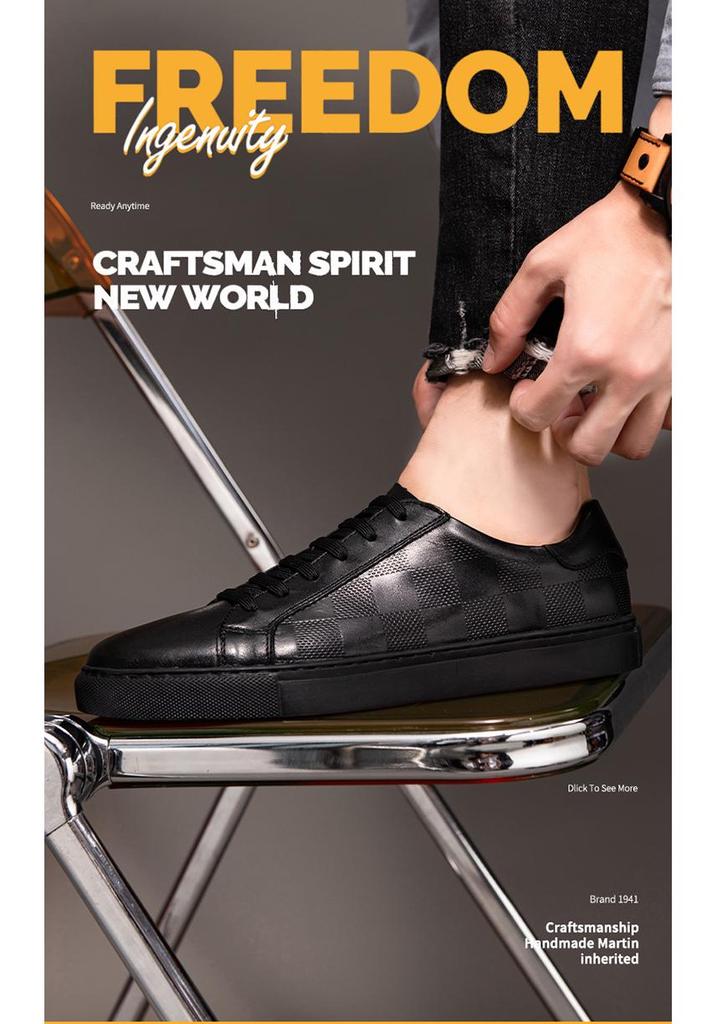 Herren Freizeit-Board-Schuhe aus geprägtem Rindsleder - Retro & Große Größen für Frühling und Herbst