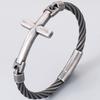 Bracciale a Croce per Uomini Adolescenti Catena a Maglie in Acciaio Inossidabile Braccialetto Larghezza 6MM Cristiano Religioso Gesù Confermazione Gioielli Regali