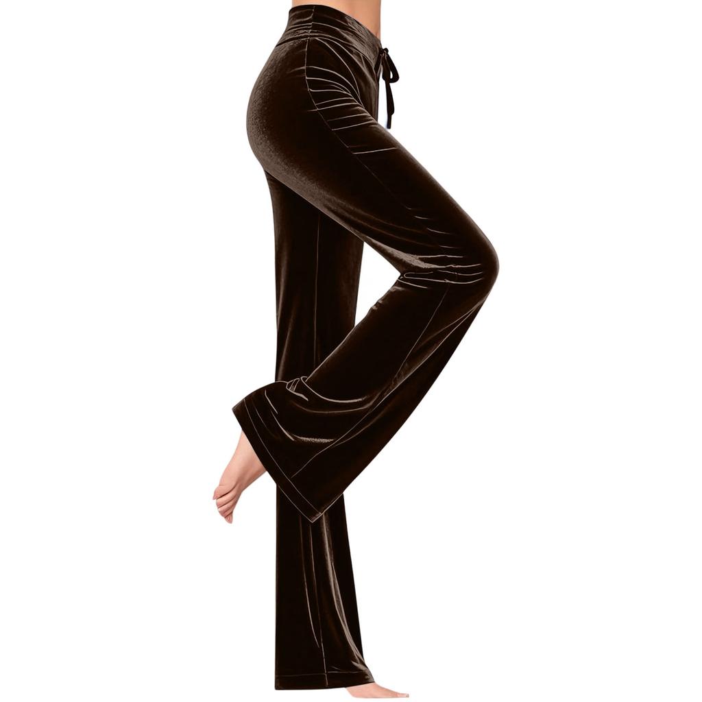 Women's Casual Solid-Color Pants High-Waisted Drawstring Trousers