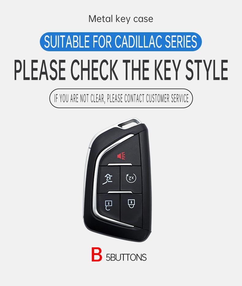 5 Bottons Zinc Alloy Auto Key Fob Cover Case Housing Fit For Cadillac Ct4 Ct4-V Ct5 C8 Corvette Lyriq - Key Ring Auto Accessories