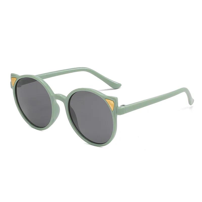

Children Classic Round Frame Sun Glasses Boys Girls Cute Cat Ear Sun glasses Vintage Travel Outdoor UV-proof Eye Glasses as picture