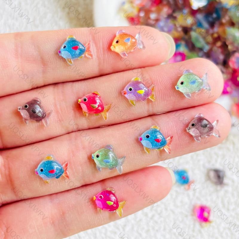 55 Stück Cartoon Harz Mini Bunte Kleine Fische Strass 3D Dekoration DIY Herstellung Geeignet Für Nagelkunst Und Schmuck A151