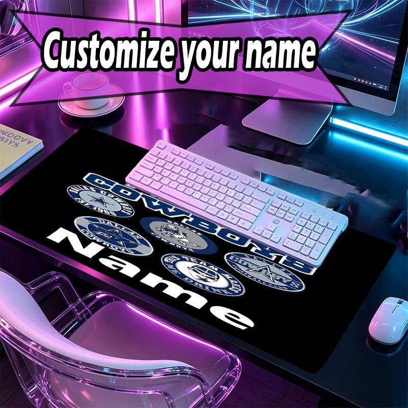 Custom Name Personalized Dallas Cowboys Pattern Mousepad, Laptop PC Desk Mat, Decorative Desk Mat for Home Keyboard Pad Gift
