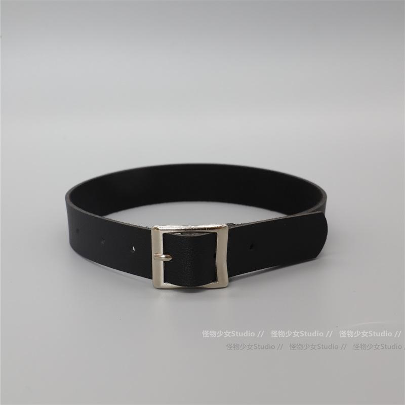 Dark Sweet Cool Square Buckle Choker, Punk Alt Faux Leather Minimal Neck Collar