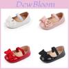 Baby Girl Princess Shoes With Bow Decoration And Solid Color For Toddler Walkers