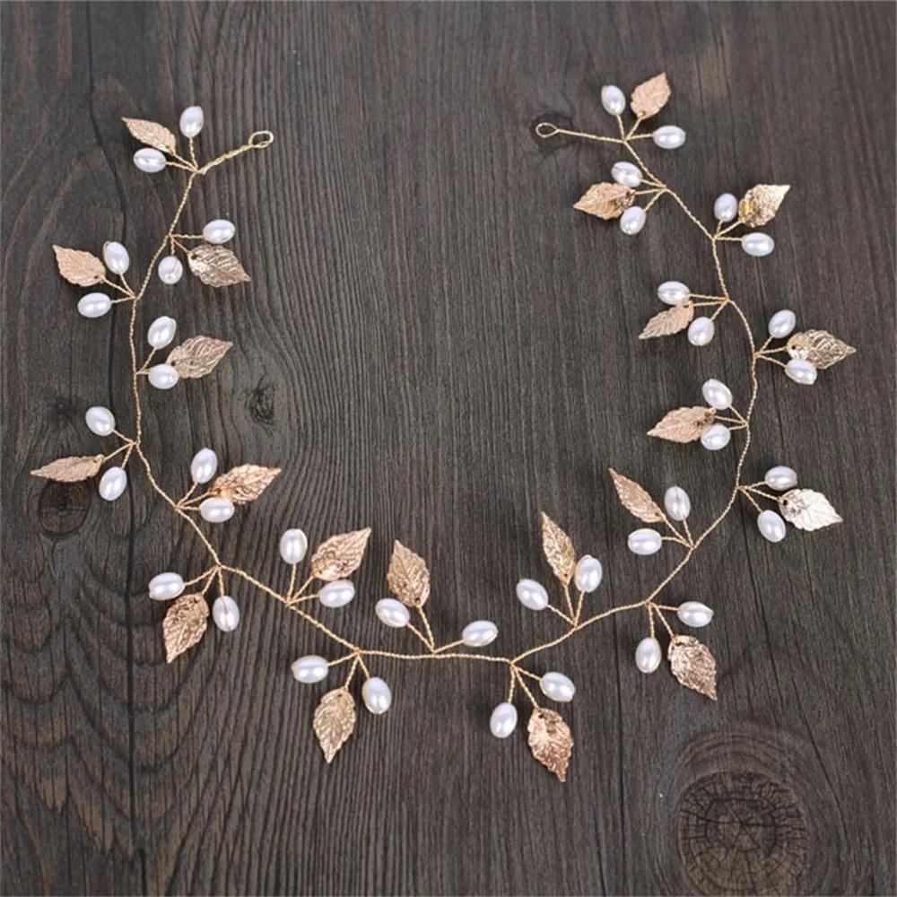 Handmade Pearls Floral Headbands For Women Bride Tiaras Hairbands Bridal Decorate Wedding Hair Accessories Queen Headband Gift