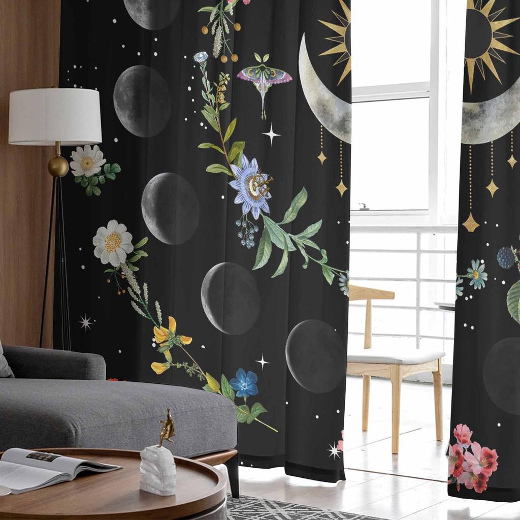 Månskensblomma Vintage Tarot Stjärnor Voile Skira Gardiner Vardagsrumsfönster Tyllgardin Kök Sovrum Draperier Heminredning