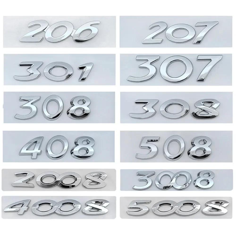 OQUP8 For Peugeot Rear Boot Trunk Tailgate Emblem Badge ABS Car Sticker Decals 206 207 301 307 308 408 508 2008 3008 4008 5008