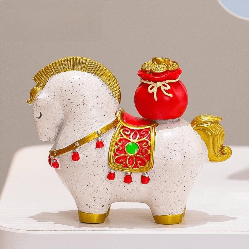 Good Luck Resin Horse Statue Rotatable Desktop Ornament Creative Zodiac Horse Ornaments  Home