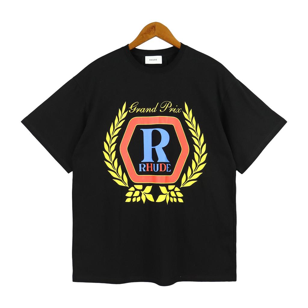 24SS New American Vintage High Street RHUDE Simple Letter Print Couple Street Loose Casual Versatile Pure Style