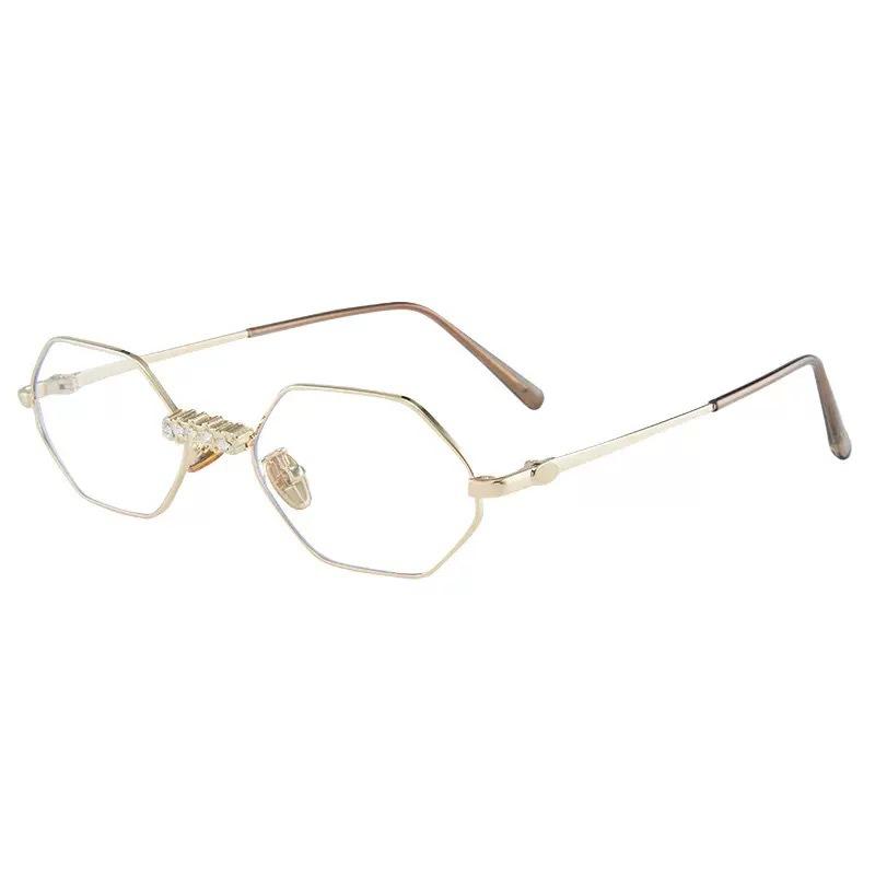 Tainai polygonal myopia glasses women's niche diamond-encrusted magnetic suction detachable plain decorative flat glasses