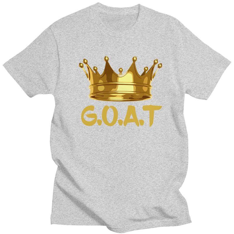 Golden Crown GOAT King TShirt Pure Cotton Tees Shirt Streetwear Tshirts Casual ShortSleeve Clothes For Men Birthday Gift