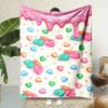 Pink Heart Donut Flannel Throw Blanket Soft Reversible All Season Home Office Travel Gift