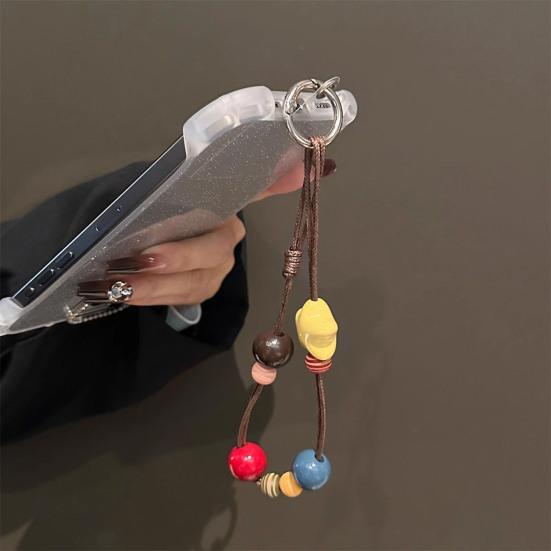 Handy-Lanyard Dickes Ölwachs-Seil Handgeflochten Stark Belastbar Anti-Verlust Anti-Diebstahl Handy-Riemen mit Holzperlen Sternen-Dekor