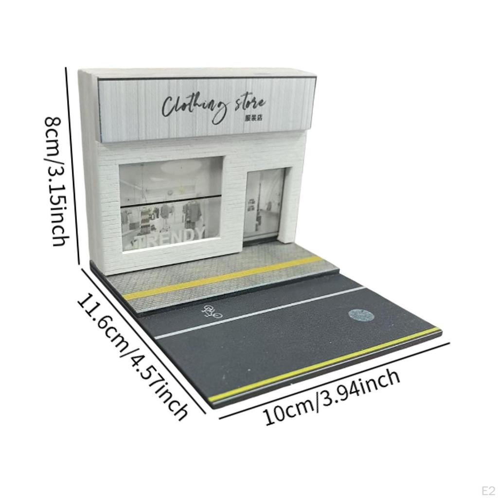 1/64 Diorama Display Parking Lot with Light Car Model Storage Ornament Miniature