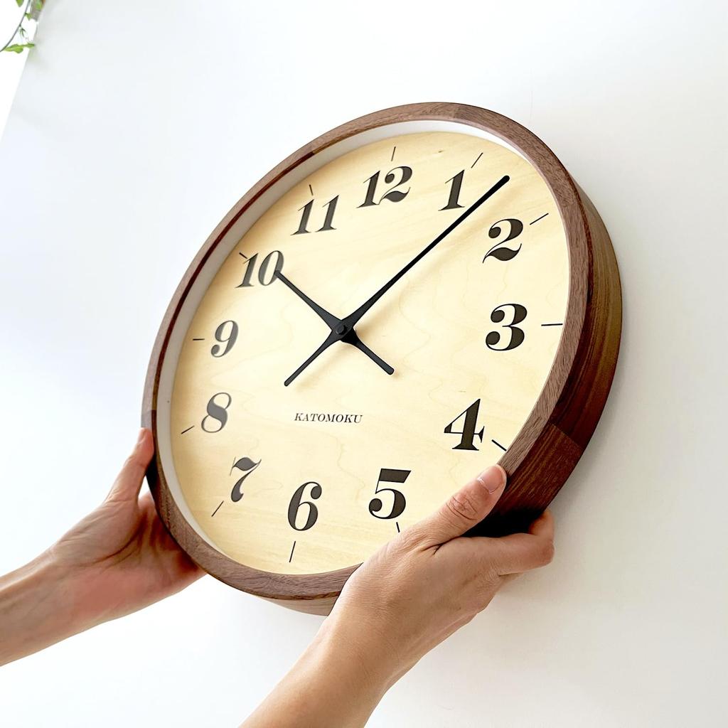 KATOMOKU Muku Clock 22 LL Walnut km-142WA Wall Clock with Sweep Movement, 38.2cm Diameter (Quartz Clock)