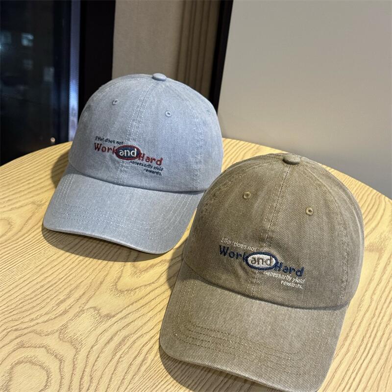 Korean-style High-quality College-style Lettered Soft-top Baseball Cap for Men and Women, Suitable for Large Head Sizes, Street Fashion, Student Sun