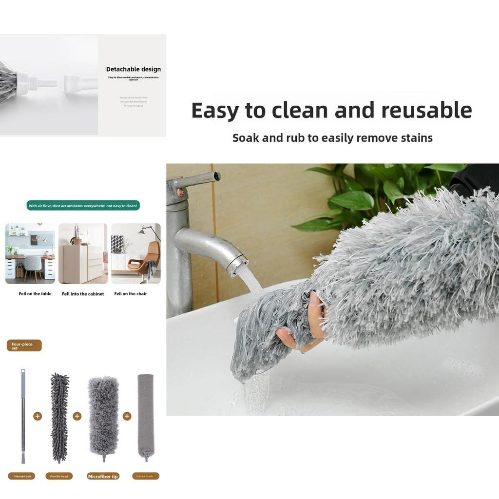 Household Dusting Feather Duster With Extendable Rod For Home Office And Cleaning Use
