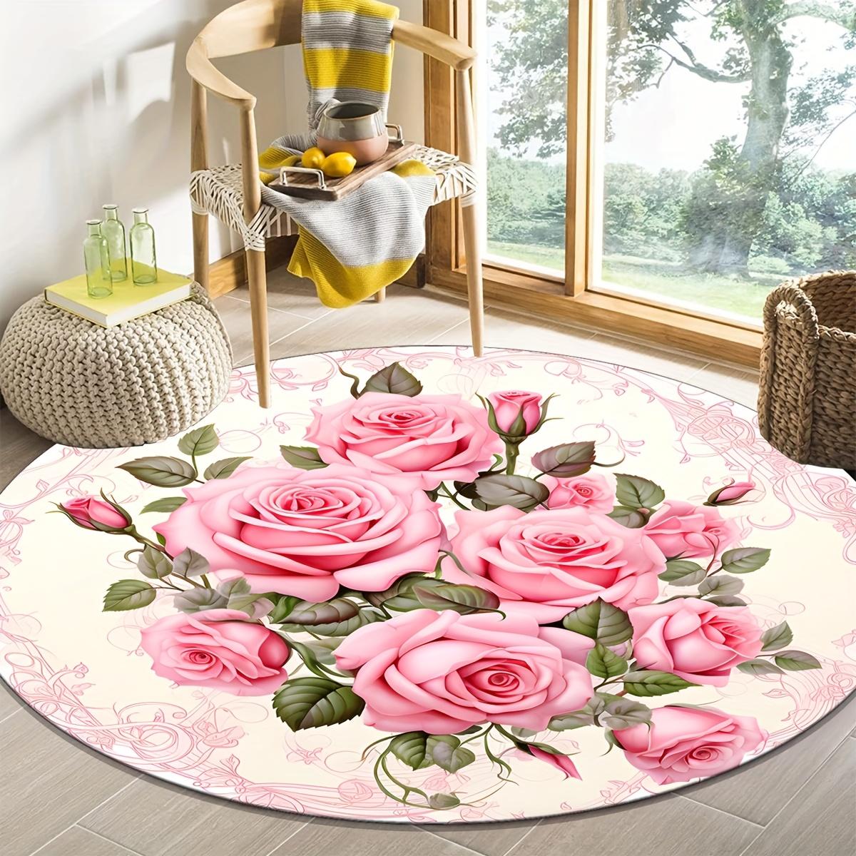 

Современный Ботанический Цветочный Круглый Ковер Мягкий Нескользящий Декоративный Коврик для Входа Машинная Стирка Напольный Ковер для Кухни Ванной Комнаты Офиса 60X60cm