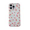 Niche style blue plaid cherry for Apple 16 mobile phone case iPhone17Pro max with chain 15/14